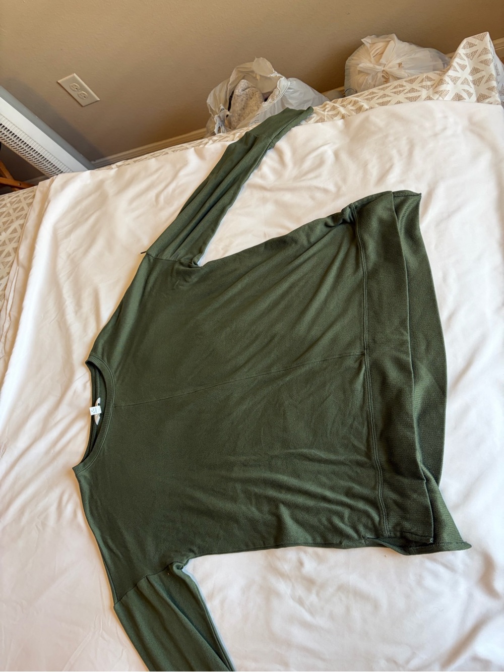 Time and Tru Olive Green Long-Sleeve Crewneck Top